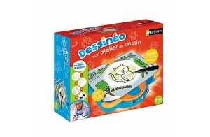 Nathan - Dessineo Mon Atelier de Dessins, Tablette a Dessin Enfant, Projecteur Dessin, Apprendre a Dessiner Par Étape, Jeu Educatif, 10 Planches, Stylo Inclus, Amusant, Facile à Transporter, Dès 4 Ans