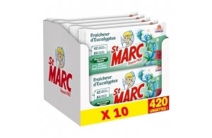 St Marc - St Marc Lingette nettoyante Désinfectante, 420 lingettes, Parfum Eucalyptus, Convient aux appareils électroniques