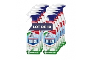 Antikal Spray Désinfectant Anti-Calcaire, 10x500ml, Élimine Jusqu’à 100% Du Calcaire