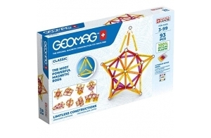 GEOMAG - CLASSIC 93 Pièces - Jeu Construction Magnétique pour Enfants dès 3-4 Ans- Fabrication Suisse -100% Plastique Recyclé- Blocs Construction avec Tiges, Billes,Tiles- Jeux Aimanté Enfants STEM