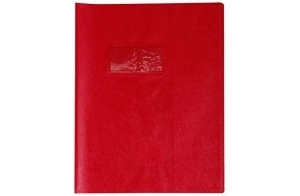 Calligraphe 72003AMZC Un Protège-Cahier Grain Cuir Rouge groseille - 17x22 cm - 22/100ème avec Porte-Étiquette - PVC Opaque