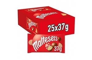 Maltesers Balles croustillantes au malt recouvertes de chocolat au lait, 25 sachets de pralines au chocolat chacune de 37 g : total 925 g