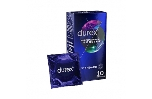 Durex Performance Booster - 10 Préservatifs Retardant Extra lubrifiés - Prolonge la durée du rapport