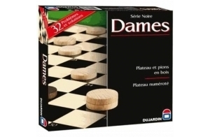 Dujardin - Dames - Jeu de Société - 1 livret Inclus Avec Des Tactiques de Jeu - Se joue à 2 - A partir de 6 ans, Noire, Noir, Bois