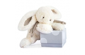 Doudou et Compagnie - Doudou Lapin Bonbon - Boite Cadeau - Taupe - 30 Cm - Doux - Idée Cadeau de Naissance Fille et Garçon - Garantie Doudou Perdu - 1243