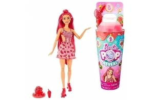 Barbie Pop Reveal Série Fruit, Poupée Aux Cheveux Rouge Changeant De Couleur, Édition Parfumée Pastèque, 8 Surprises Incluses Dont du Slime Et Un Chiot, Jouet pour Enfant de 3 Ans et Plus, HNW43