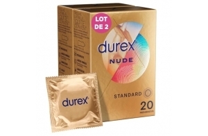 DUREX Nude - 40 Préservatifs pour Homme - Ultra Fins - Taille Standard (2x20)