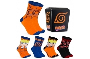 Naruto Chaussettes Homme Fantaisie Coffret 5 Paires Chaussettes Humour Idée Cadeau Homme Ado Anime Manga Taille 40-46