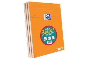 OXFORD Lot de 3 Bloc-Notes A4 (21x 29,7) 80 Pages Petits Carreaux 5x5mm Non Perforées Couverture Orange