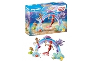 Playmobil 71379 Starter Pack Sirènes et Arc-en-Ciel - Magic - Découvre la Vie sous-Marine des sirènes avec Leurs Amis Les Animaux Marins - Dès 4 Ans