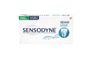 Sensodyne Dentifrice Répare & Protège, Pour les Dents Sensibles, Apporte une Protection Longue Durée, Menthe Fraîche, Lot de 2x75ml