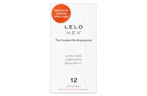 LELO HEX Original Préservatifs Ultrafins Extrêmement Robustes, Préservatifs pour Hommes, 54 mm de Diamètre (Paquet de 12)