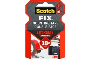 Scotch-Fix Ruban Adhésif Double Face de fixation Extrême pour Extérieur, 19 mm x 1,5 m - Pour un Usage Extérieur extrême, avec la Technologie avancée 3M, Noir