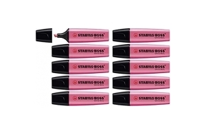 Surligneur STABILO BOSS ORIGINAL - Lot x 10 surligneurs fluo - Rose