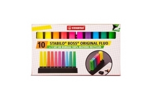 Surligneur STABILO BOSS ORIGINAL - Set de bureau x 10 surligneurs 100% fluo