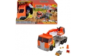 Matchbox Coffret Action Drivers Excavatrice Transformable, Grand Camion-Benne Échelle 1/64 À Compartiments Pratiques, 4 Accessoires De Chantier, Jouet Enfant, A Partir De 3 Ans, HPD64