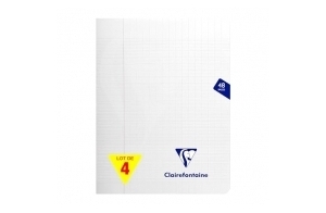 Clairefontaine 393751AMZC Un lot de 4 Cahiers Agrafés Mimesys - 17x22 cm - 48 Pages Grands Carreaux - Papier Blanc 90 g - Couverture Polypro - Couleur : Incolore