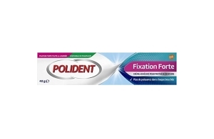 Polident Crème fixatrice Fixation Forte Toute La Journée, Pour Prothèses Dentaires Partielles ou Complètes, Gel crème fixative, 40g