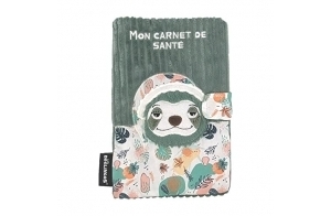 LES DÉGLINGOS Protège Carnet de Santé (Chillos le Paresseux) - Fermeture en Velcro - 25 x 18 cm- Doudou Bébé Puériculture - Ultra Doux - Idée Cadeau - Rembourrage Recyclé