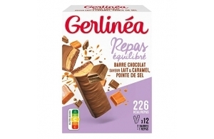 Gerlinéa - Barre Repas Chocolat au Lait saveurs Lait, Caramel, Pointe de Sel - Substitut de Repas Complet et Rapide - 209561