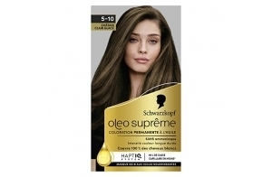 Schwarzkopf – Oleo Suprême – Coloration Permanente à l’Huile – Couleur et Eclat Longue Durée – sans Ammoniaque – Couvre 100% des Cheveux Blancs – HaptIQ Système – Châtain Clair Glacé 5-10