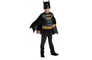 RUBIE'S DC Officiel - BATMAN - Déguisement pour Enfants - Taille Unique 5-8 ans - Costume avec Top à Manches Longues, Cape avec Attaches Velcro et Masque