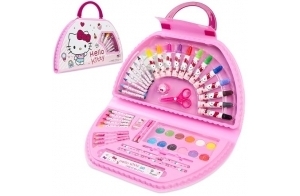 Hello Kitty Coffret Peinture Enfant, Coffret Dessin et Coloriage, Matériel de Dessin - Cadeau Fille (Blanc/Rose)