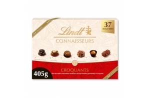 Lindt - Boîte CONNAISSEURS Croquants - Assortiment de Chocolats au Lait, Noirs et Blancs - Idéal pour Noël, 405g