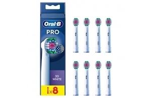 Oral-B Pro 3D White Brossettes pour Brosse à dents électriques, Pack De 8 Unités