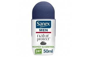 SANEX - Déodorant à Bille Men Natur Protect Respect & Control - Déodorant pour Homme à la Pierre d'Alun - Efficacité 24 h - 50 ml -