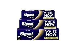 SIGNAL - Dentifrice White Now Gold Blancheur - Des dents 3X plus blanches dès le premier brossage - Blancheur longue durée - Extra Brillance - 94% d'ingrédients d'origine naturelle - (lot de 3x75ml)