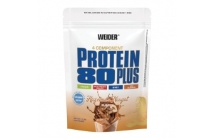 WEIDER Protein 80 Plus protéine en poudre, Noisette-Nougat, faible teneur en glucides, mélange de lactosérum de caséine multi-composants pour shakes protéinés, 500 g