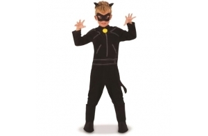 RUBIE'S Déguisement MIRACULOUS Officiel Chat Noir pour Enfants -Taille 3 à 10 ans. Costume Classique Complet avec Accessoires - Pour Carnaval, Halloween, Anniversaire