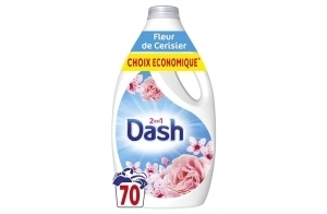 Dash 2en1 Lessive Liquide, 70 Lavages, Fleurs De Cerisier Et Eau De Rose, Avec une Touche de Fraîcheur Lenor, Technologie Ultra Nettoyante Et Fraîcheur Longue Durée, Fabriqué en France