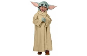 RUBIE'S STAR WARS Officiel - Costume Bébé Yoda - Taille 2 à 6 Ans - Déguisement pour Enfant avec un Long Manteau en Polaire, des Mains en Mousse et une Cagoule à Oreilles Rembourrées