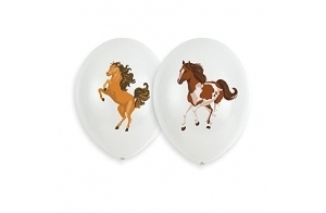 amscan 6 Ballons en Latex Beaux Chevaux, Blanc,brun,beige