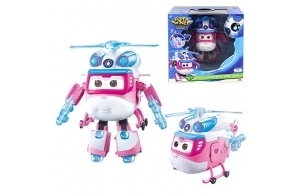 Super Wings Dizzy Deluxe Transforming, 2 Modes Robot Deformation Airplane Action Figures Anime Toys for 3+ Year Old Boys Girls w/Lights & Sounds, 6