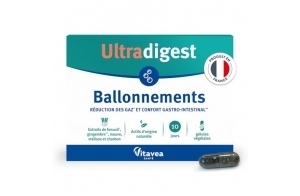 Ultradigest Ballonnements - Confort gastro-intestinal - Charbon, Mauve, Fenouil, Mélisse, Gingembre - Facilite la digestion - 30 gélules végétales - 10 jours - Fabriqué en France - Vitavea