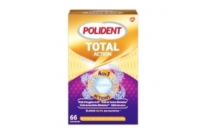 Polident Nettoyant Total Action, Pour Prothèses Dentaires Partielles ou Complètes, Réduit La Formation de Plaque, 66 Comprimés