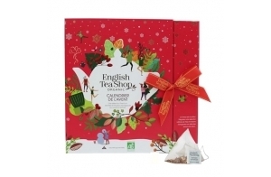 Calendrier de l'Avent de Thés & Infusions Bio - Livre Rouge Éco-Conçu - English Tea Shop - 25 sachets pyramides - 50g