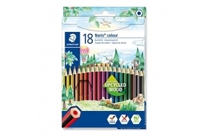 STAEDTLER - Noris colour 185 - Etui carton 18 crayons de couleur assortis en bois upcyclé - 185 C18