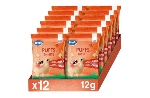 Hero Kids - Puff Snack de Tomate, Ingrédients 100% Naturel, Source Naturelles de Fibres, Sans sel ajoutés, Sans Huile de Palme, Sans Additifs, Snack pour enfants, Pack de 12 x 12g