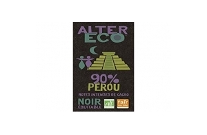 ALTER ECO - Tablette Chocolat Noir 90 % - Notes Intenses de Cacao - Bio & Équitable - Origine Pérou - 100 g