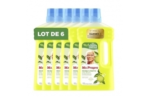 Mr. Propre Nettoyant Liquide Sol Multi-Usages Avec Bergamote Aux Huiles Essentielles, 6x1L, Élimine Jusqu’à 100% De La Saleté Et De La Graisse, Sans Traces