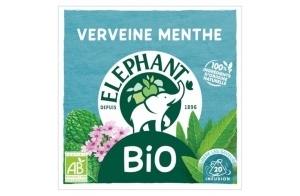 Elephant, Infusion Bio, Goût Verveine Menthe, Bien Etre et Relaxation, Ingrédients d'Origine 100% Naturelle, 20 Sachets Pyramid