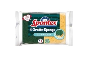 Spontex - Gratte-Eponge Eclats Minéraux - Vaisselle Grattantes Vertes Avec Minéraux De Silice - 1 X 4 Ã‰ponges