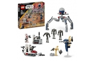 Lego 75372 Star Wars Pack de Combat des Clone Troopers et Droïdes de Combat, Jouet pour Enfants, avec Speeder Bike, Figurine Tri-Droïde et Poste Défensif, Cadeau pour Garçons et Filles Dès 7 Ans