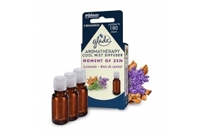 Glade Aromatherapy Recharge Diffuseur Brume Parfumée Huiles Essentielles, Moment of Zen, Lavande & Bois de Sental - 3 Recharges