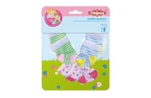 Heless- Niveaux 8791-Vêtements Amusants, Set de 3 Chaussettes aux Motifs colorés en 3 Designs, pour poupées et Animaux en Peluche de 28-35 cm, Einfarbig, 8791, Multicolore, Taille Unique