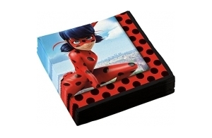 amscan 9902875 Lot de 20 Serviettes Miraculous Rouge